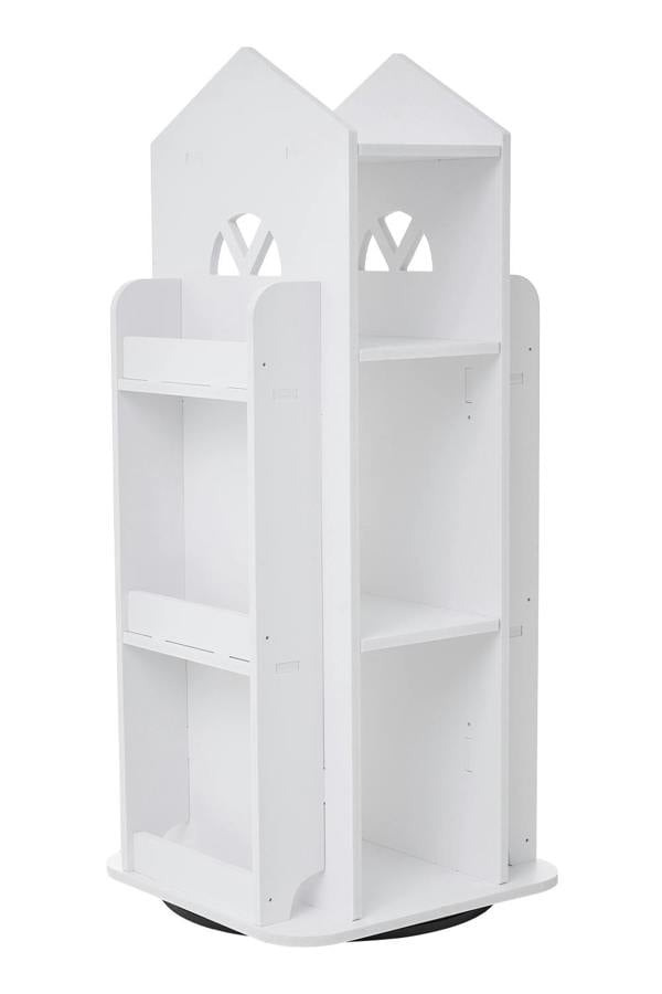 4-Tier Castle Rotating Bookshelf Storage Rack Organiser