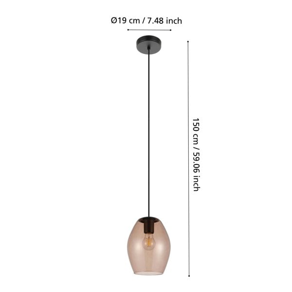 EGLO Estanys 1 Vintage Industrial Pendant Light WBS