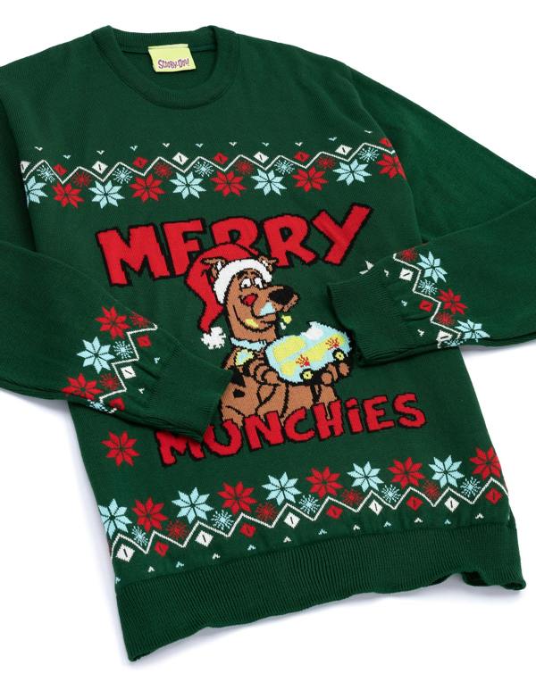 Scooby Doo Mens Green Character Christmas Jumper