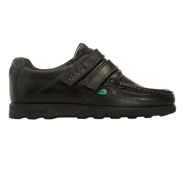 Kickers Boys Fragma Leather Hook and Loop School Shoes - Black