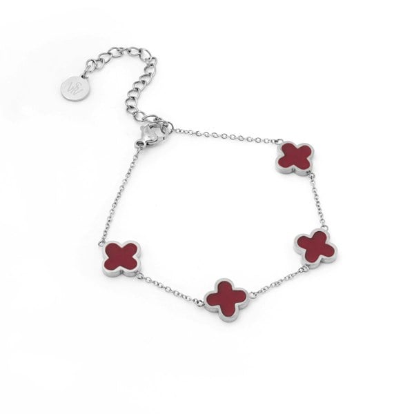 Say It With Plum Crystal Clover Bracelet - Silver