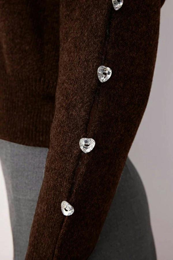 WOVCOR Soft Textured Button Detailed Knit Sweater
