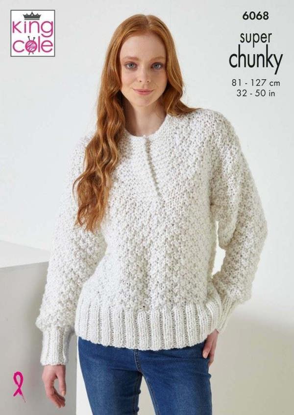 King Cole Celestial Super Chunky Knitting Pattern 6068, Sweaters for Women, 32 - 50 Inches