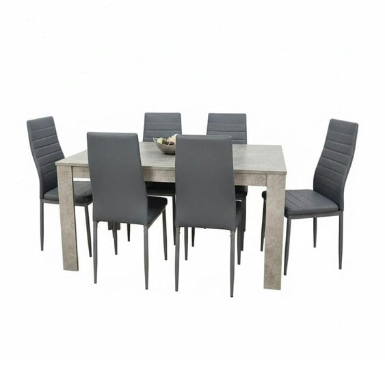 Kosy Koala Stone Grey Effect Dining Table Set with 6 Grey Chairs ? Stylish Dining Room Furniture Set