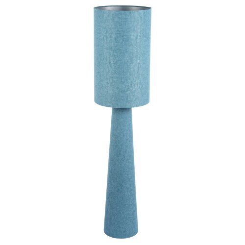 Happy Homewares Modern Blue Nova Linen Fabric Floor Lamp with Drum Shade and Base