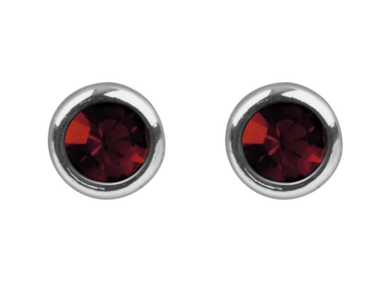 Cooksongold 925 Sterling Silver Crystal Birthstone Stud Earrings, 4mm Round