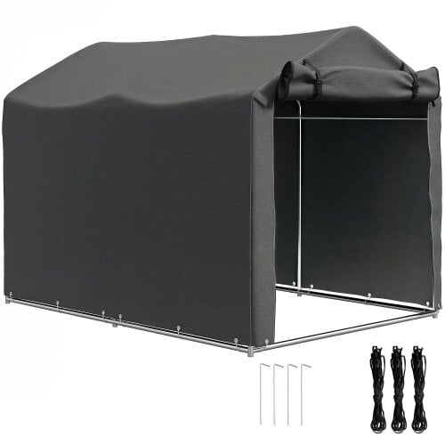 Bobobiy 2.2 x 1.6 m Garden Storage Tent, Waterproof UV-Resistant Bike Tent with Roll-up Zipper Door, Dark Grey