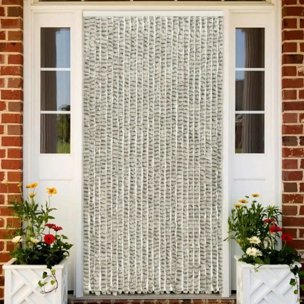 Berkfield Insect Curtain Light and Dark Grey 100x220 cm Chenille