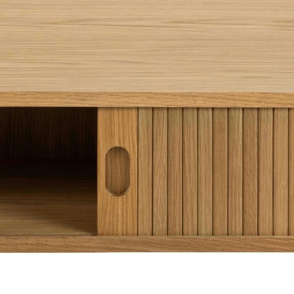 Wyld Haus Copenhagen Natural Oak Wood Etched Coffee Table Tambour Door