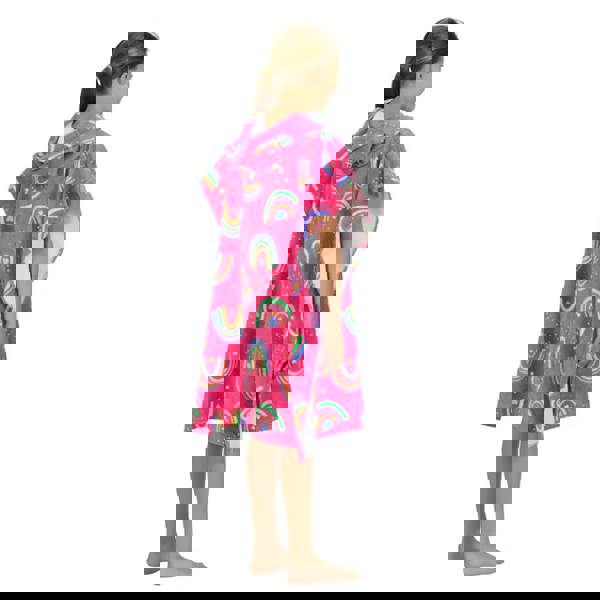 Zoggs Rainbow Magenta Kids Poncho Hooded Towel Robe - Pink