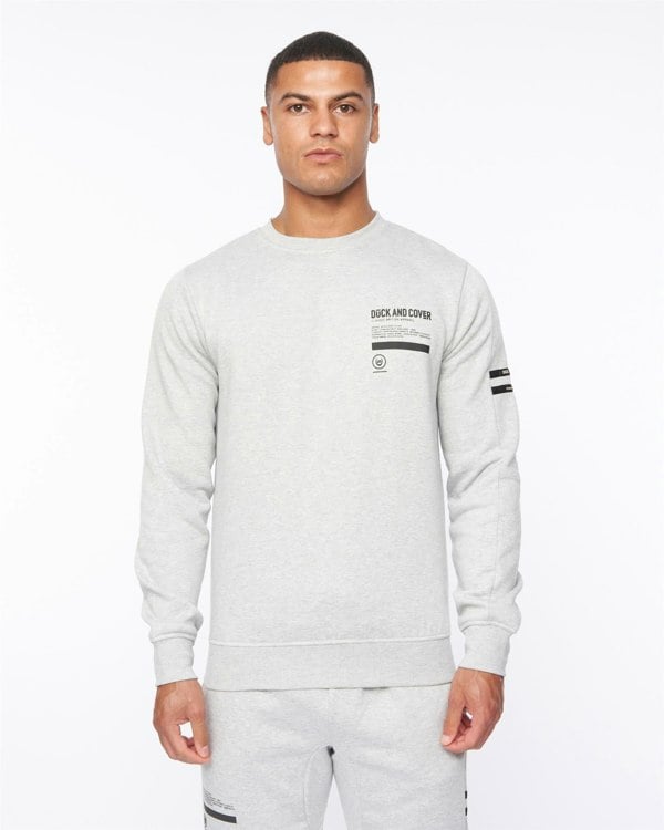 Duck and Cover Jennerkins Crew Sweat & Joggers Set Grey Marl