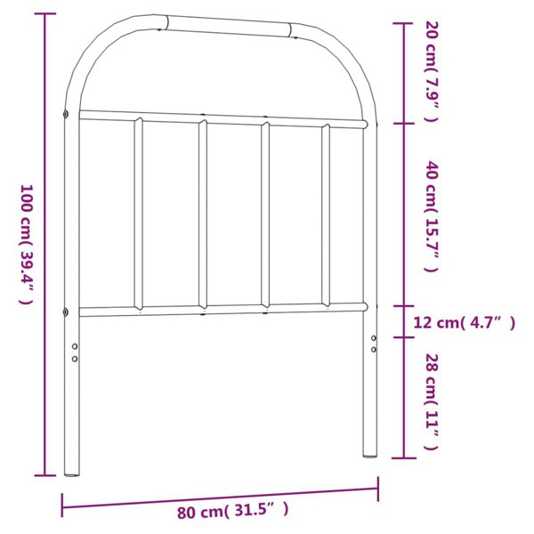 Berkfield Metal Headboard Black 75 cm