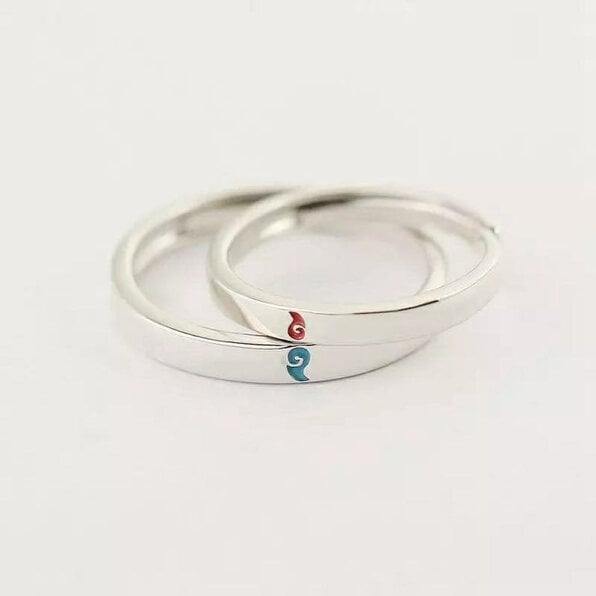 The Colourful Aura NE ZHA Chinese Adjustable Matching Couple Promise Ring Set