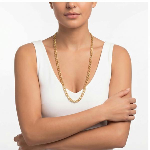 Gold Trip Vintage Textured Long Curb Chain