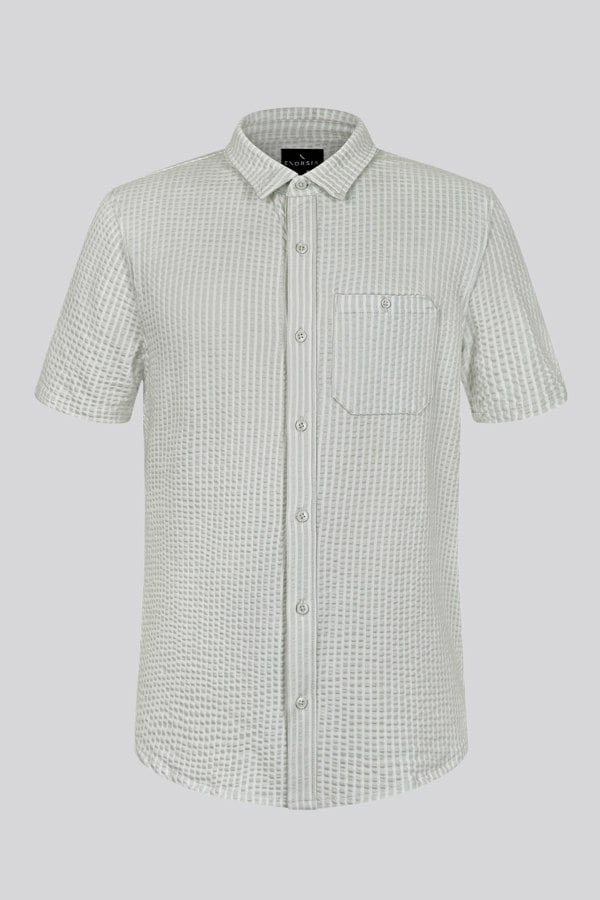 ENORSIA Jersey Searsucker Stripe Short Sleeve Shirt