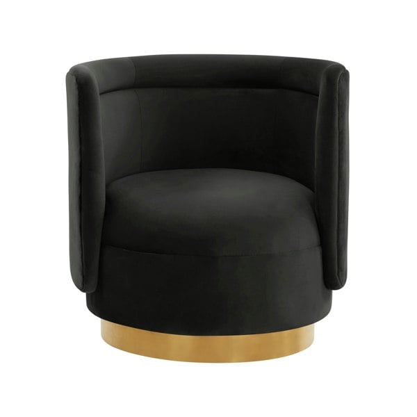 Furniture Edit Remy Black Velvet Swivel Accent Occasional Chair