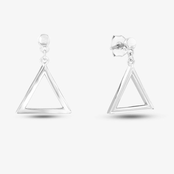 T. H. Baker Silver Open Cut Triangle Dropper Stud Earrings SE06905A