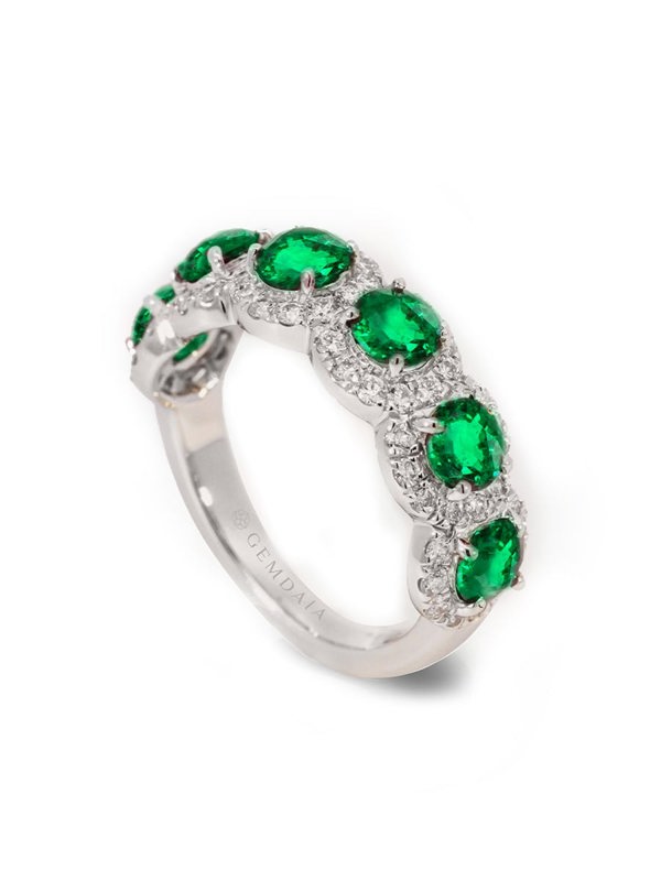 Gemdaia Stellar Medley Ring: Emerald & Diamonds