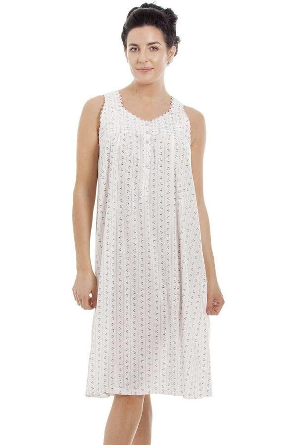 Womens Floral Pinstriped Sleeveless Nightdresses