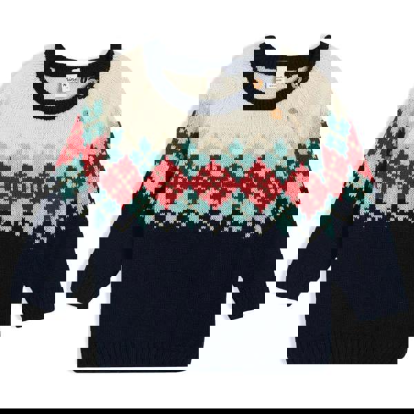 Baby Boys Argyle Knitted Jumper, Multicolour - Minicuddles