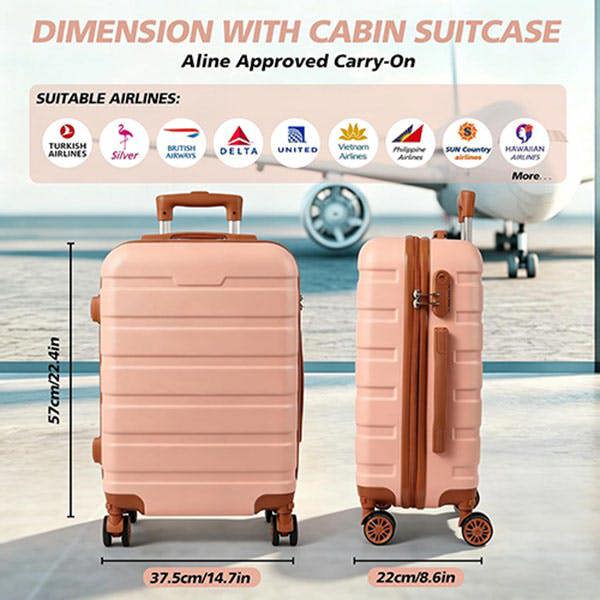 Leaper 20" ABS Carry-On Luggage with Removable Wheels & TSA Lock