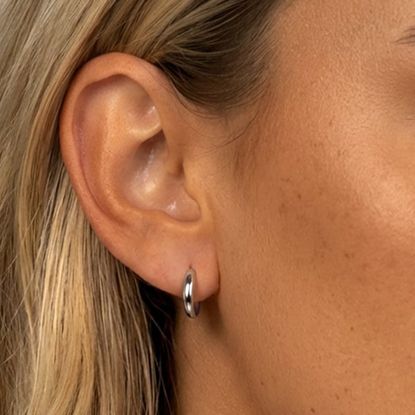 Tiny Huggie Hoop Earrings in 18k Gold or Silver