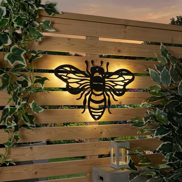 Garden Greatness Lunaria Bumble Bee Solar Garden Wall Art