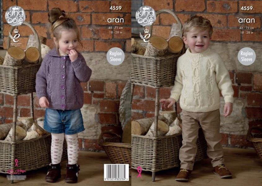 King Cole Fashion Knitting Pattern 4550, Cardigans, Sweaters for Kids, 18 - 28 Inches - Advanced