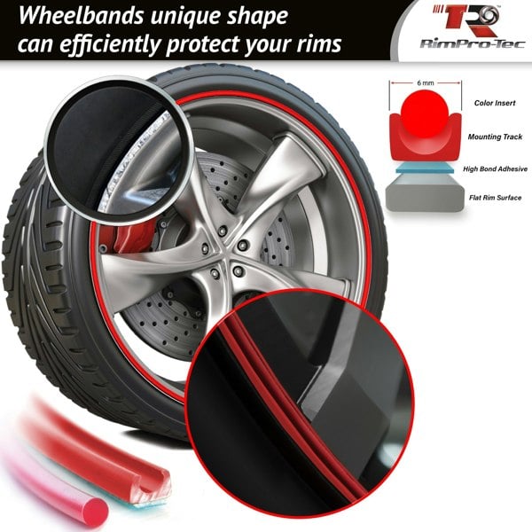 RimPro-Tec Group 4x Red Base's 4x Red Pinstripe's / RimPro-Tec® Wheelbands™ car wheel styling kit