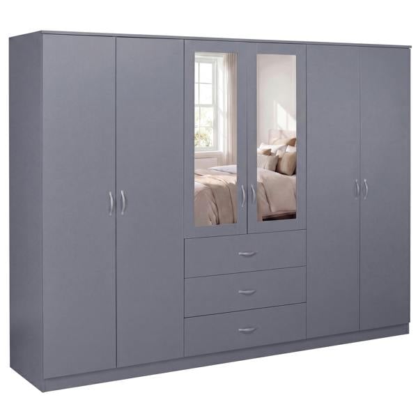 Vida Designs Riano 6 Door 3 Drawer Mirrored Wardrobe