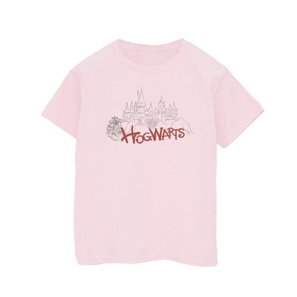 Harry Potter Girls Hogwarts Castle Spray Cotton T-Shirt - Baby Pink