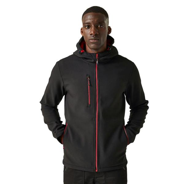 Regatta Mens Navigate 2 Layer Soft Shell Jacket - Black/Classic Red - 