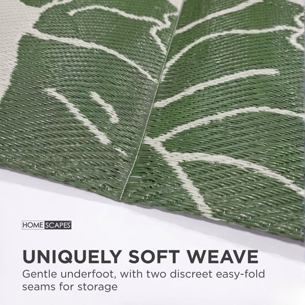 HOMESCAPES Outdoor Rug Luxury Waterproof Reversible Recycled, For Garden, Ada Botanical
