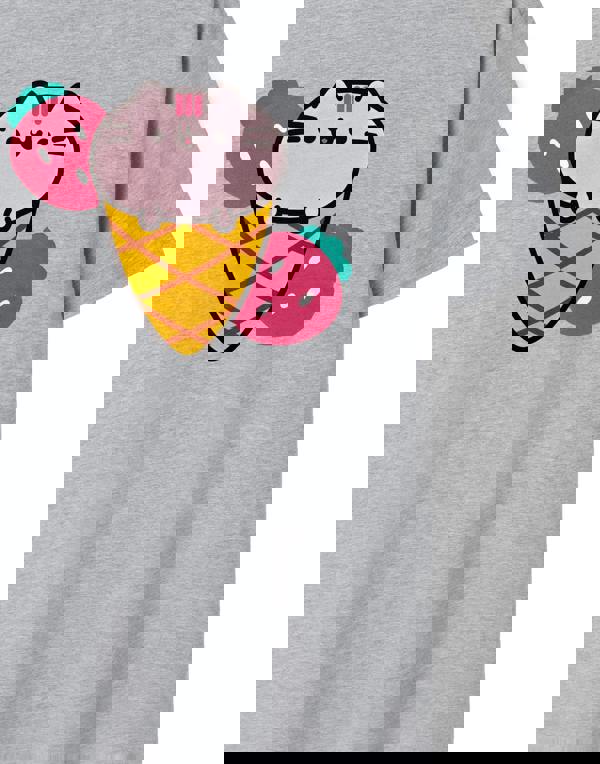 Pusheen Womens Grey Ice Cream Short Sleeved T-Shirt