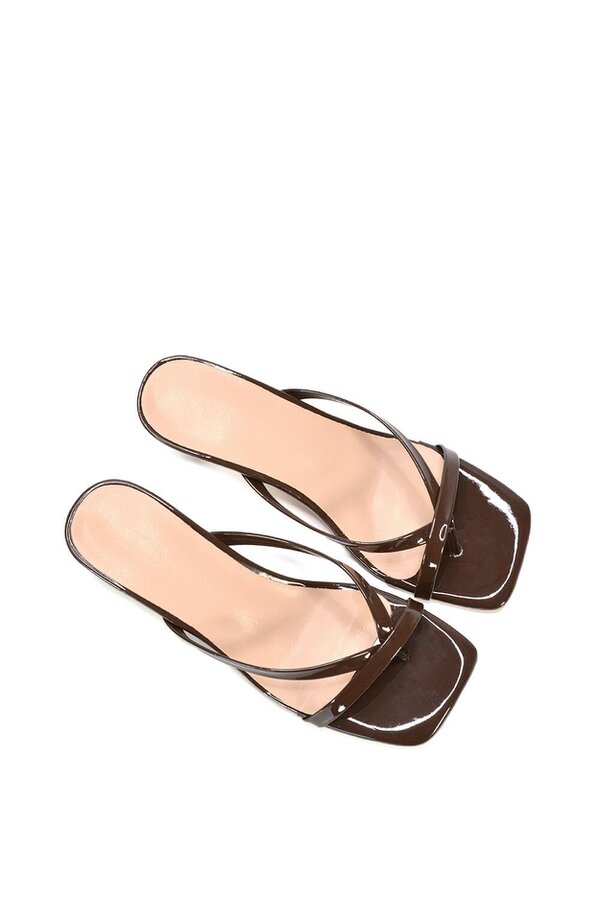 XY LONDON Kitten Heel Sandal Mules With Toe Post
