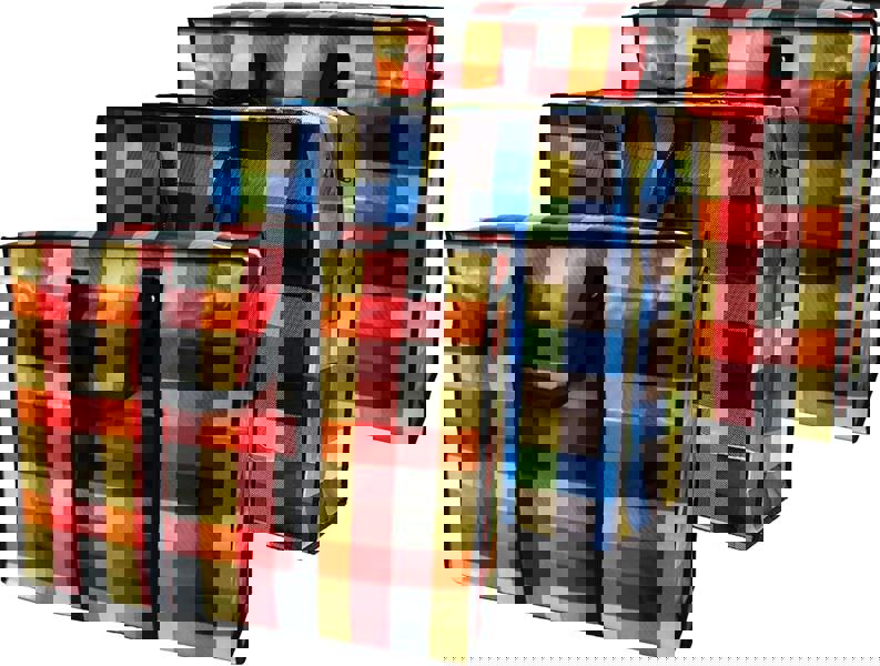 KAV Random Coloured Laundry Shopping Bags - Strong Reusable Waterproof Storage Bag with Zipper & Handle for Travel, Moving, Packing Cloths (50 x 35cm)