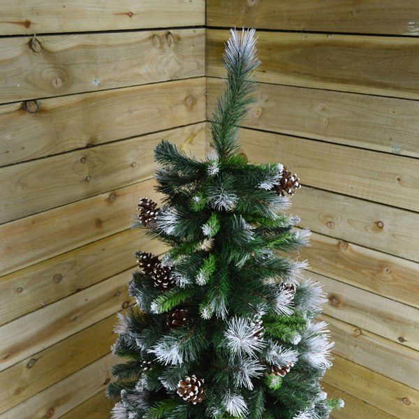 Samuel Alexander 7ft (2.1m) Frosted Glacier Pine Snow Tipped Christmas Tree with Pinecones and 956 Tips