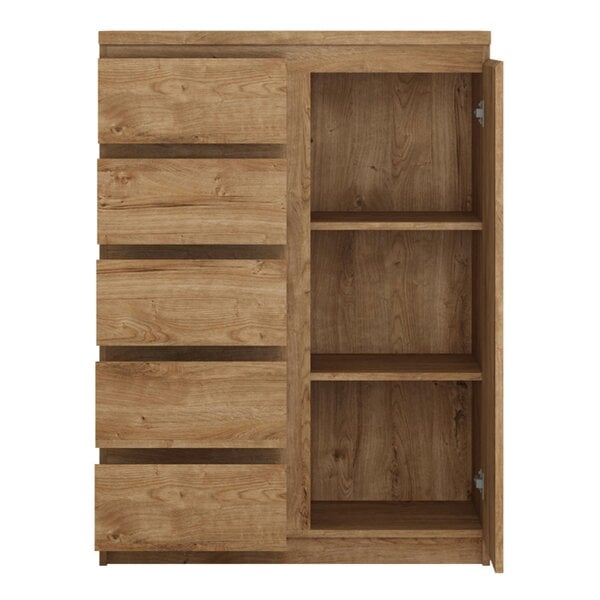Wyld Haus Hemingway Natural Oak Wood Storage Chest 1 Door 5 Drawer