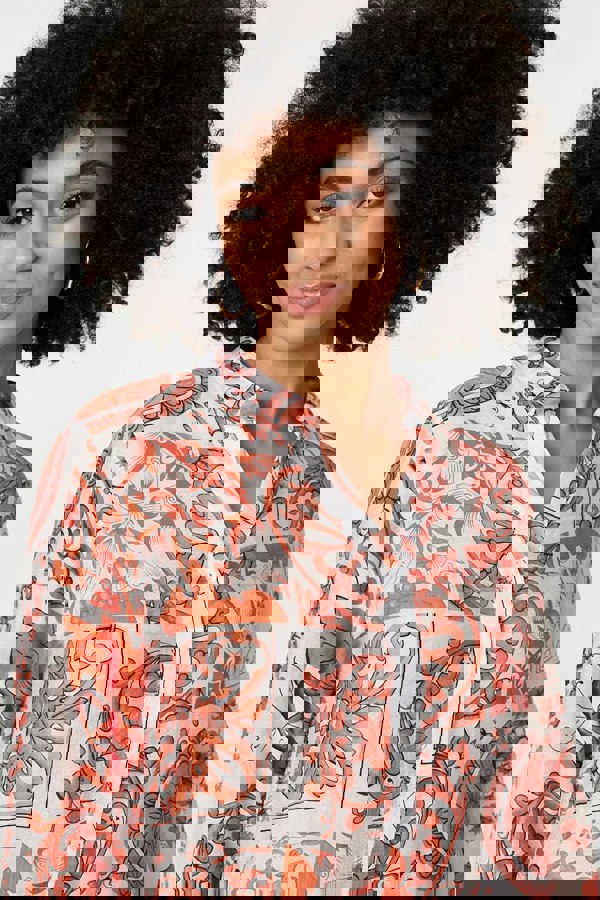 Coral | Mosaic Print Longline Blouse Dress
