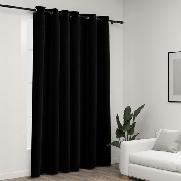 Berkfield Linen-Look Blackout Curtains with Grommets Black 290x245cm