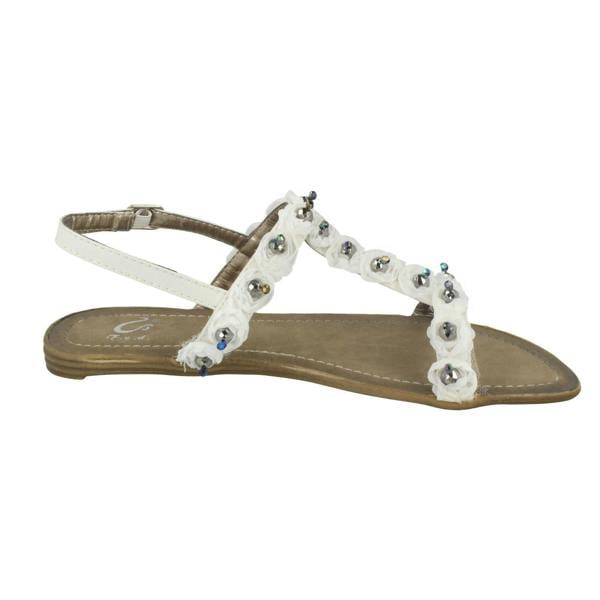 Spot On Ladies Spot On Beaded Flower Sandal