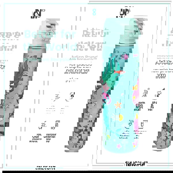 ION8 Leak Proof Slim Water Bottle, Recyclon, Mermaids, 500ml (18oz)