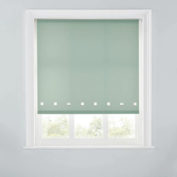 A.Unique Home Trimmable Square Eyelet Roller Blind - 2FT - SAGE - 60cm(W)x170cm(L)