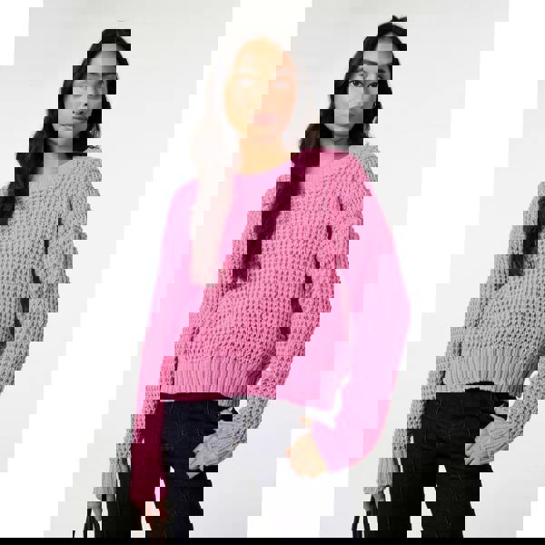 Pink Vanilla Waffle Knit Crop Jumper