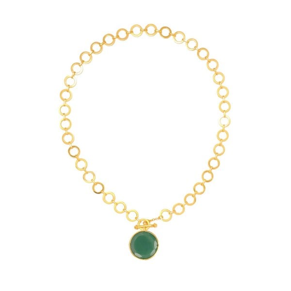 Lila Rasa Emerald Green Crystal Pendant With Loop Chain & T-Lock