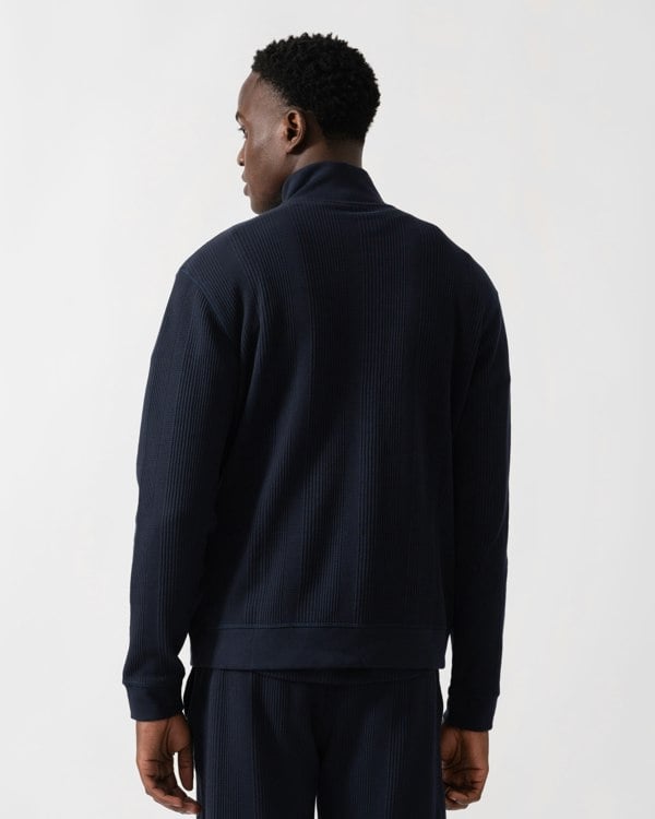 BOSS Orange Structure Mens 1/4 Zip Loungewear Top - Dark Blue 403