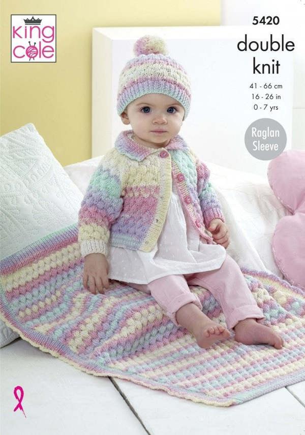 King Cole Beaches DK Knitting Pattern 5420, Blankets, Cardigans, Headwear for Baby, Kids, Newborn - 7 Years