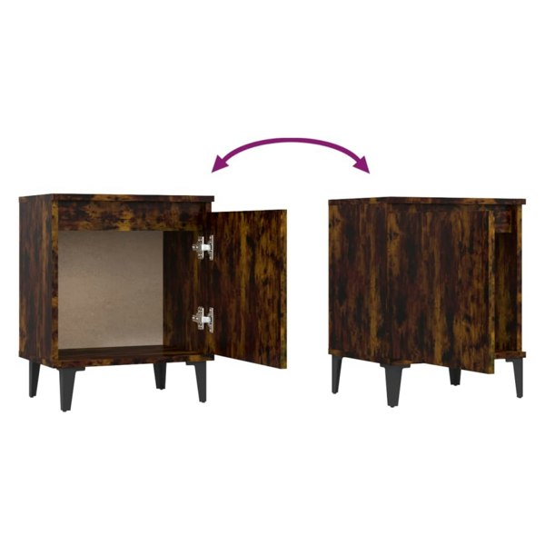 Berkfield Bed Cabinets with Metal Legs 2 pcs Smoked Oak 40x30x50 cm