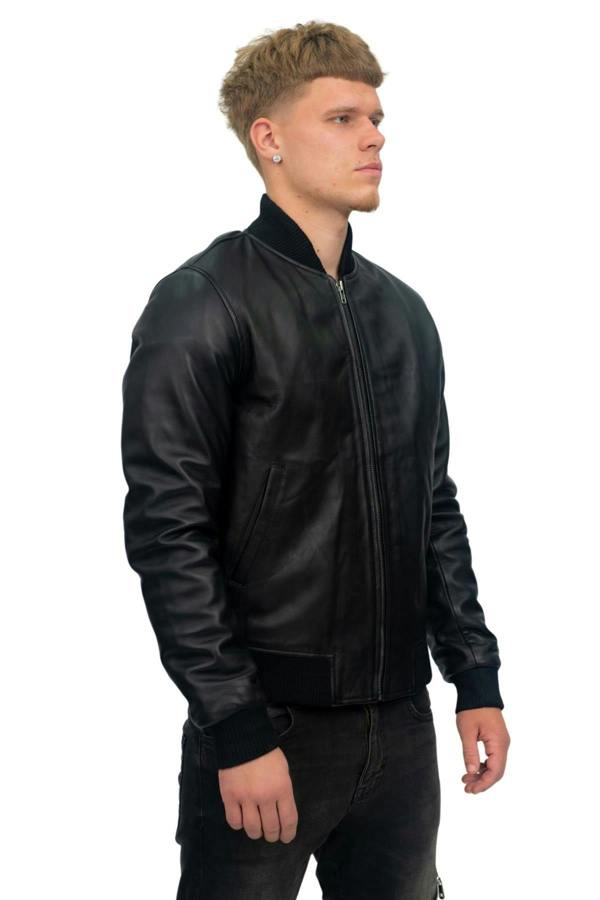 Infinity Leather Mens Retro Varsity Leather Bomber Jacket-Pretoria