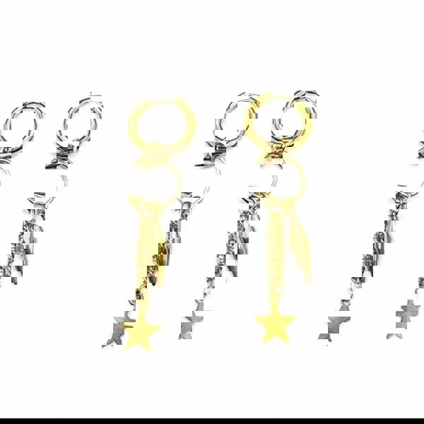 Luxe Tones Aelin Luxe 18ct Gold Plated Statement Dangle Star Charm Hoop Earrings